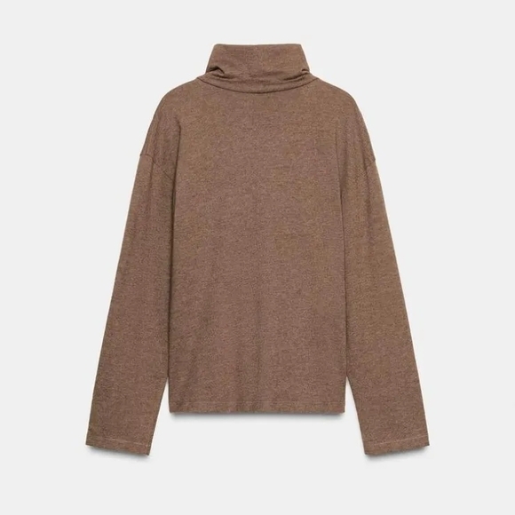 ✨2/$50✨NWT Zara Soft Cowl Neck Top In Taupe Brown - Picture 8 of 12